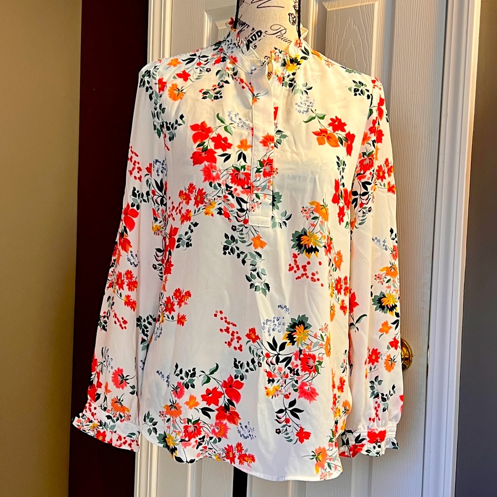 Loft Tops | Loft Sheer Top | Color: Pink/White | Size: MP